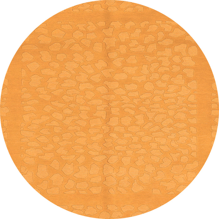 Round Machine Washable Abstract Orange Modern Area Rugs, wshabs1862org