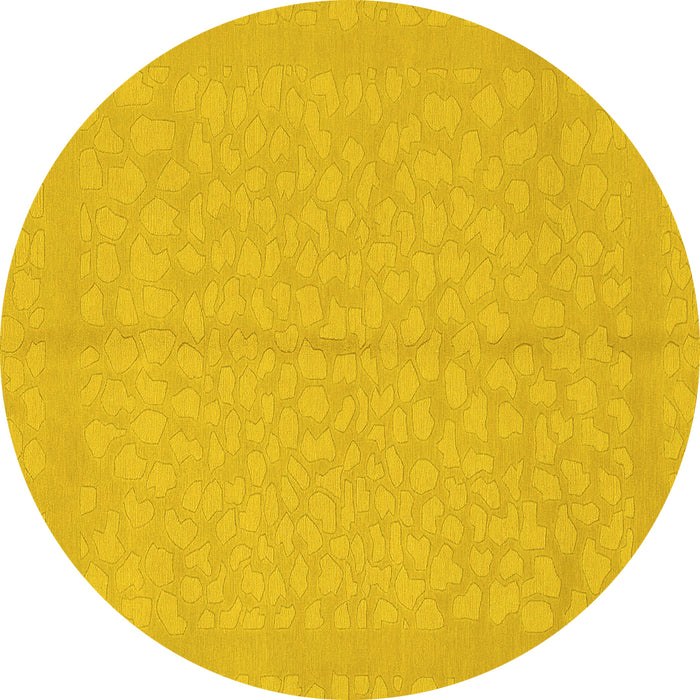 Round Abstract Yellow Modern Rug, abs1862yw