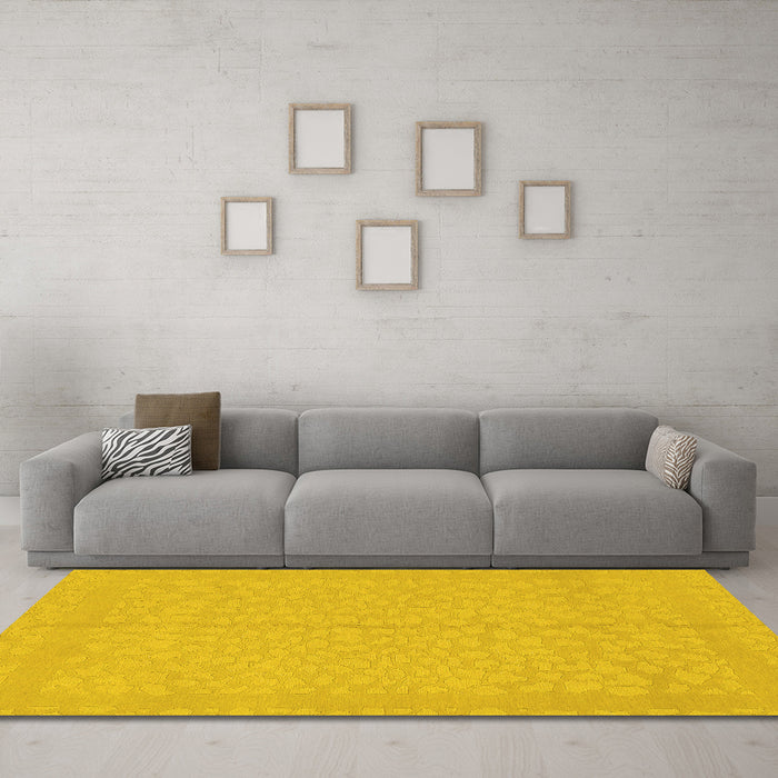 Machine Washable Abstract Yellow Modern Rug in a Living Room, wshabs1862yw