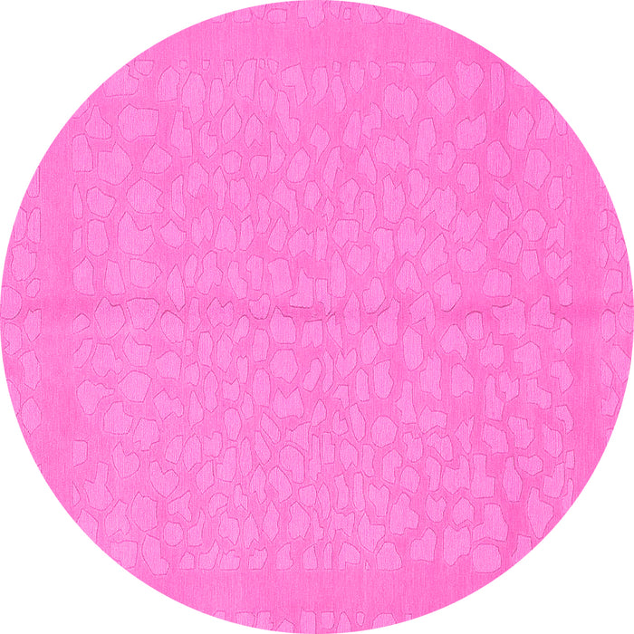 Round Machine Washable Abstract Pink Modern Rug, wshabs1862pnk