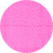 Round Machine Washable Abstract Pink Modern Rug, wshabs1862pnk