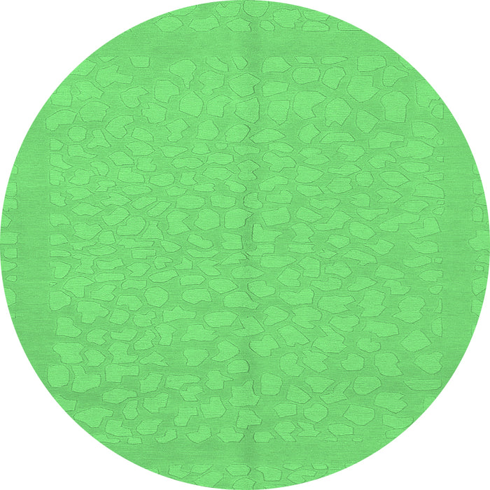 Round Abstract Emerald Green Modern Rug, abs1862emgrn
