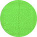 Round Machine Washable Abstract Green Modern Area Rugs, wshabs1862grn