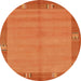 Round Machine Washable Abstract Orange Red Rug, wshabs1863