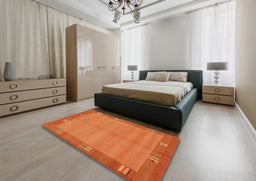 Abstract Orange Red Modern Rug in a Bedroom, abs1863