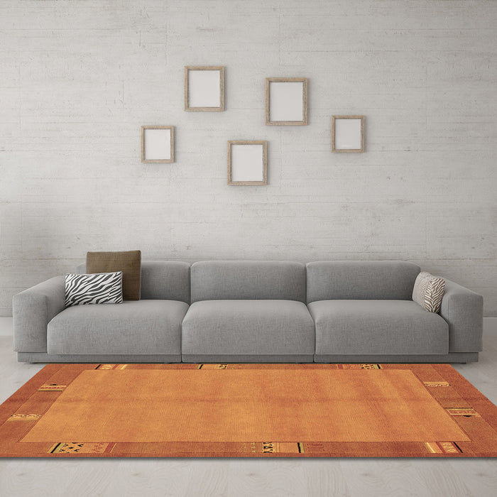 Machine Washable Abstract Brown Modern Rug in a Living Room,, wshabs1863brn