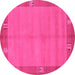 Round Machine Washable Abstract Pink Modern Rug, wshabs1863pnk