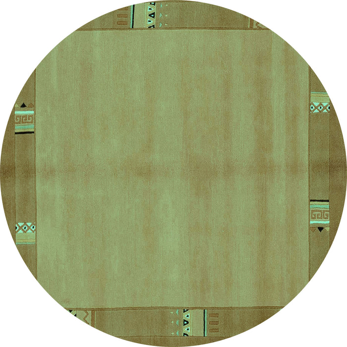 Round Machine Washable Abstract Turquoise Modern Area Rugs, wshabs1863turq