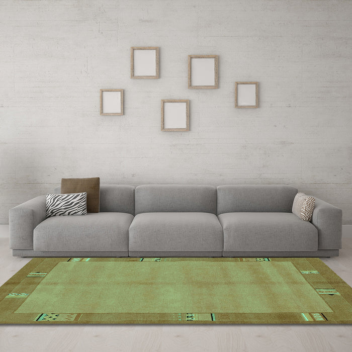 Machine Washable Abstract Turquoise Modern Area Rugs in a Living Room,, wshabs1863turq
