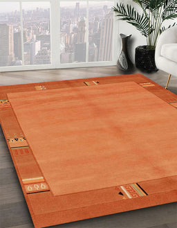 Machine Washable Abstract Orange Red Rug in a Family Room, wshabs1863