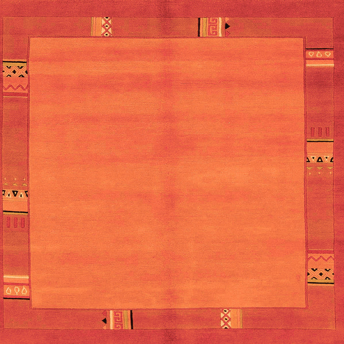 Square Machine Washable Abstract Orange Modern Area Rugs, wshabs1863org