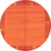 Round Machine Washable Abstract Orange Modern Area Rugs, wshabs1863org