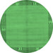 Round Abstract Emerald Green Modern Rug, abs1863emgrn