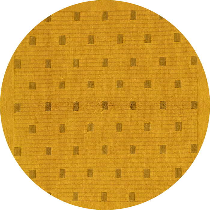 Round Abstract Yellow Modern Rug, abs1864yw