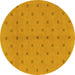 Round Abstract Yellow Modern Rug, abs1864yw