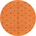 Round Machine Washable Abstract Orange Modern Area Rugs, wshabs1864org