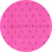 Round Machine Washable Abstract Pink Modern Rug, wshabs1864pnk