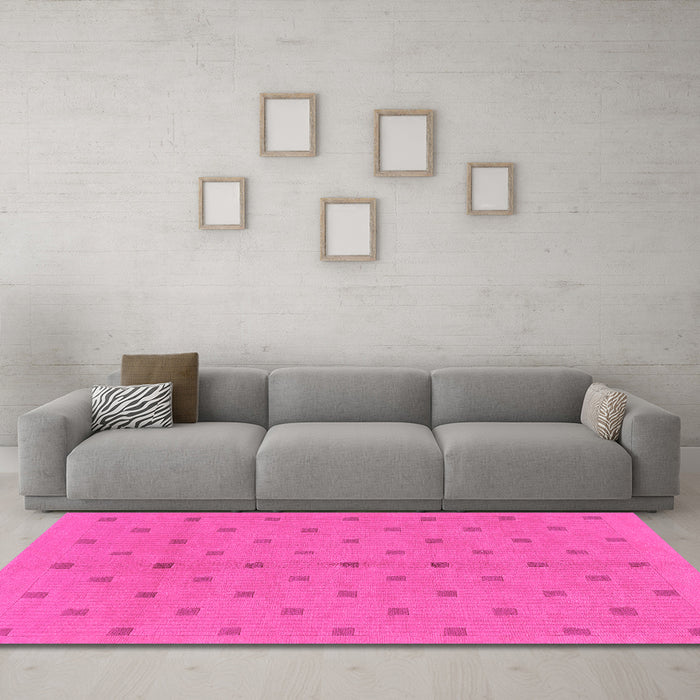 Machine Washable Abstract Pink Modern Rug in a Living Room, wshabs1864pnk