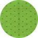 Round Machine Washable Abstract Green Modern Area Rugs, wshabs1864grn