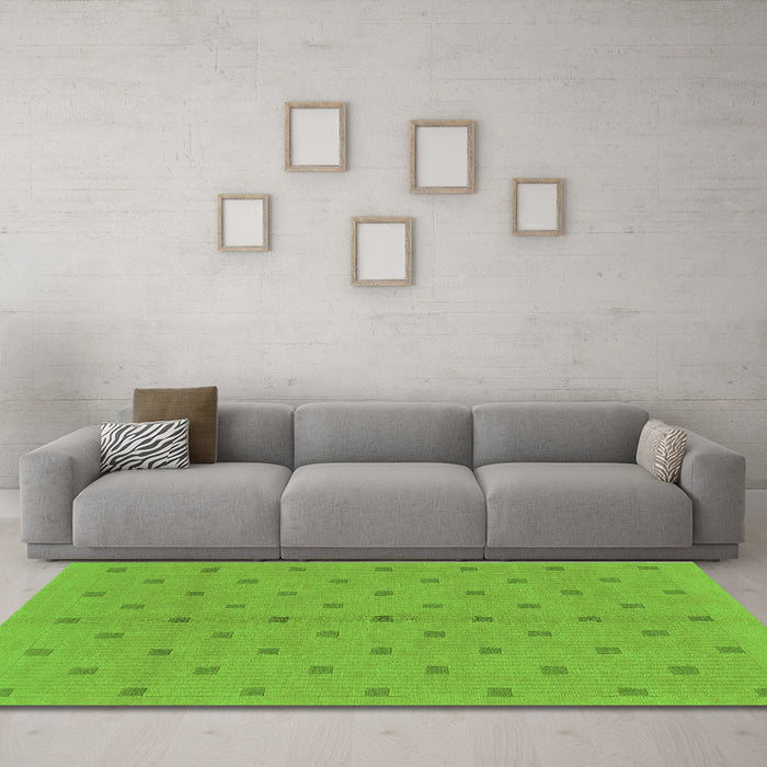 Machine Washable Abstract Green Modern Area Rugs in a Living Room,, wshabs1864grn