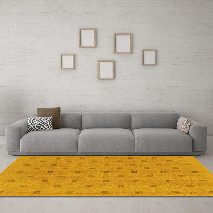 Machine Washable Abstract Yellow Modern Rug in a Living Room, wshabs1864yw