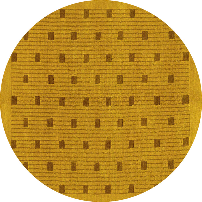 Round Machine Washable Abstract Yellow Modern Rug, wshabs1865yw