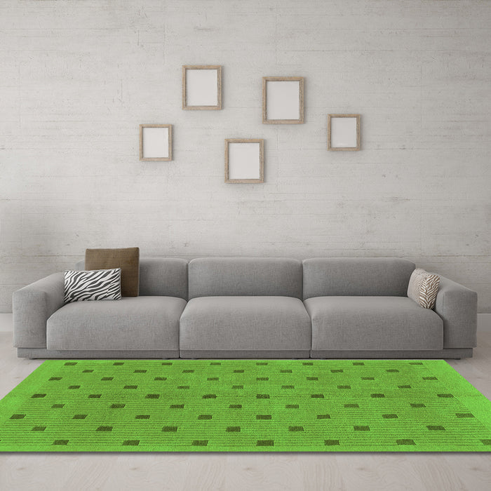 Machine Washable Abstract Green Modern Area Rugs in a Living Room,, wshabs1865grn