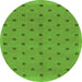 Round Machine Washable Abstract Green Modern Area Rugs, wshabs1865grn