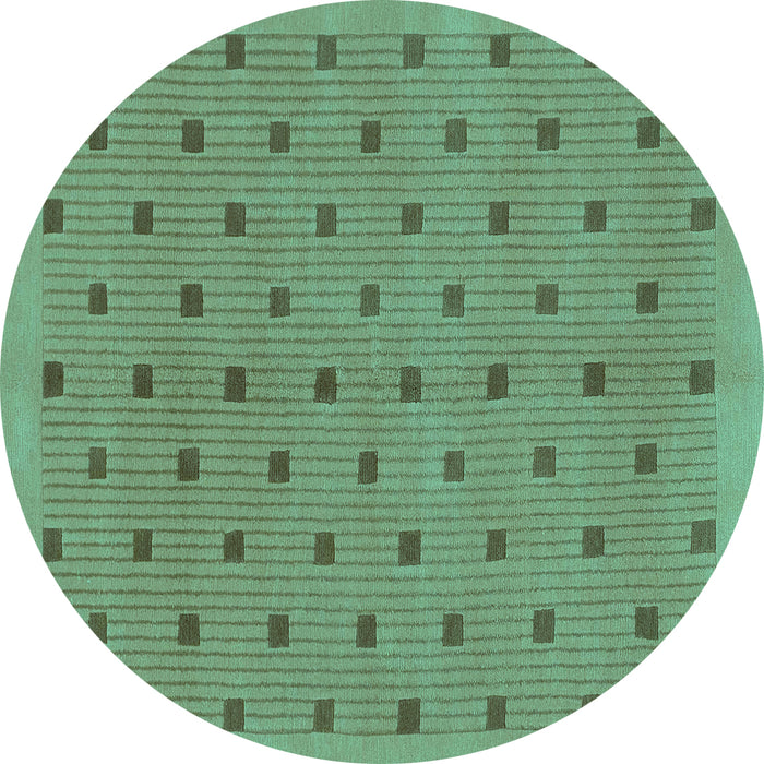 Round Machine Washable Abstract Turquoise Modern Area Rugs, wshabs1865turq