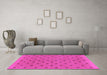 Machine Washable Abstract Pink Modern Rug in a Living Room, wshabs1865pnk