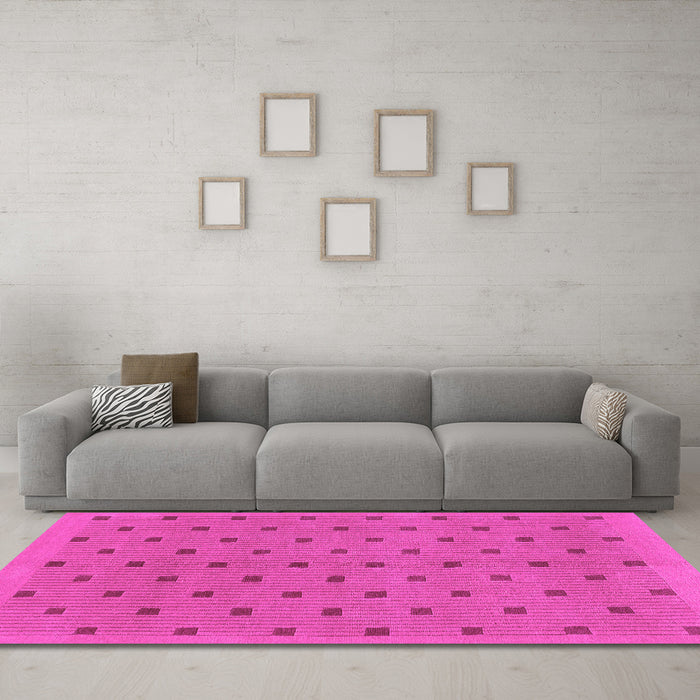 Machine Washable Abstract Pink Modern Rug in a Living Room, wshabs1865pnk