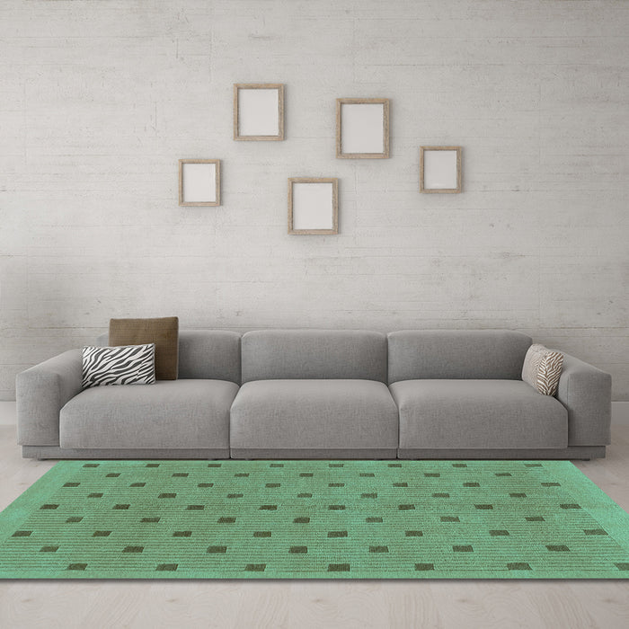 Machine Washable Abstract Turquoise Modern Area Rugs in a Living Room,, wshabs1865turq