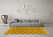 Machine Washable Abstract Yellow Modern Rug in a Living Room, wshabs1865yw