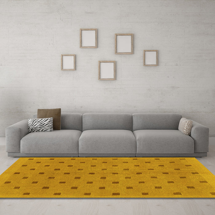 Machine Washable Abstract Yellow Modern Rug in a Living Room, wshabs1865yw