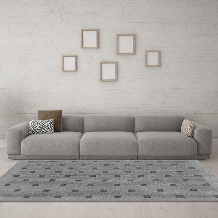 Machine Washable Abstract Gray Modern Rug in a Living Room,, wshabs1865gry