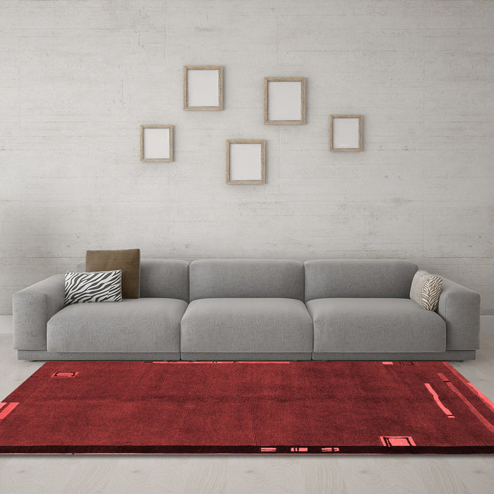 Modern Red Washable Rugs
