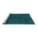 Sideview of Machine Washable Abstract Turquoise Modern Area Rugs, wshabs1866turq