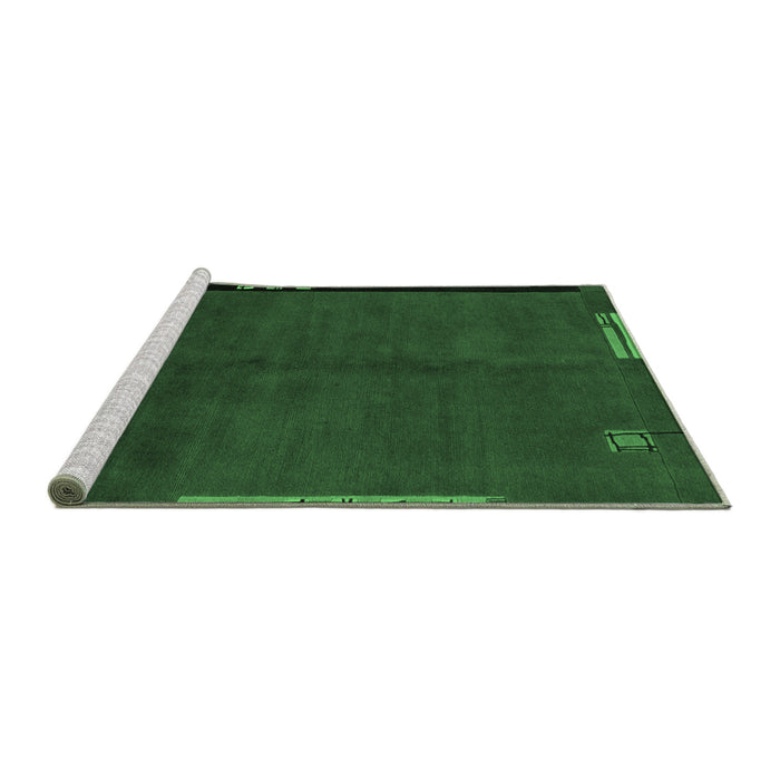 Sideview of Machine Washable Abstract Emerald Green Modern Area Rugs, wshabs1866emgrn