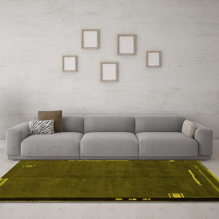 Machine Washable Abstract Yellow Modern Rug in a Living Room, wshabs1866yw