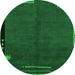 Round Machine Washable Abstract Green Modern Area Rugs, wshabs1866grn