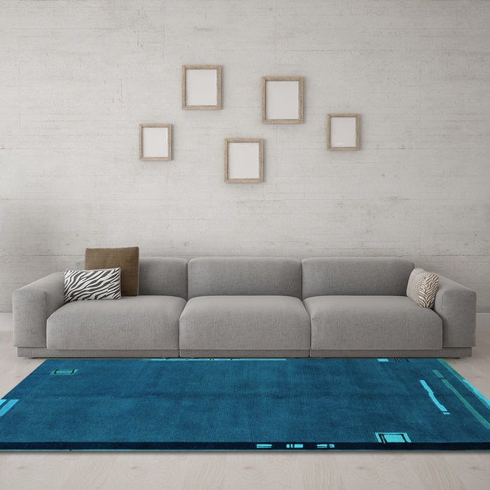 Machine Washable Abstract Light Blue Modern Rug in a Living Room, wshabs1866lblu