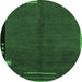 Round Abstract Emerald Green Modern Rug, abs1866emgrn