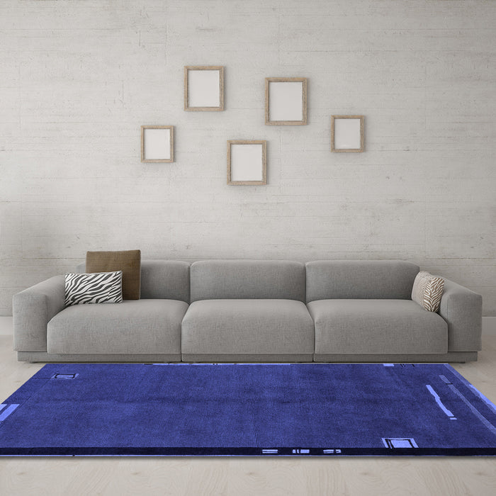 Machine Washable Abstract Blue Modern Rug in a Living Room, wshabs1866blu