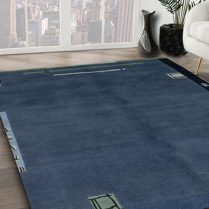 Machine Washable Abstract Deep-Sea Blue Rug in a Family Room, wshabs1866