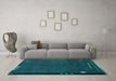 Machine Washable Abstract Turquoise Modern Area Rugs in a Living Room,, wshabs1866turq