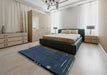 Abstract Deep-Sea Blue Modern Rug in a Bedroom, abs1866