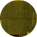 Round Abstract Yellow Modern Rug, abs1866yw