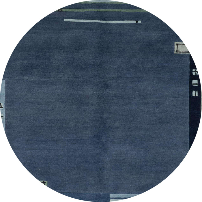 Round Machine Washable Abstract Deep-Sea Blue Rug, wshabs1866