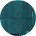 Round Abstract Turquoise Modern Rug, abs1866turq