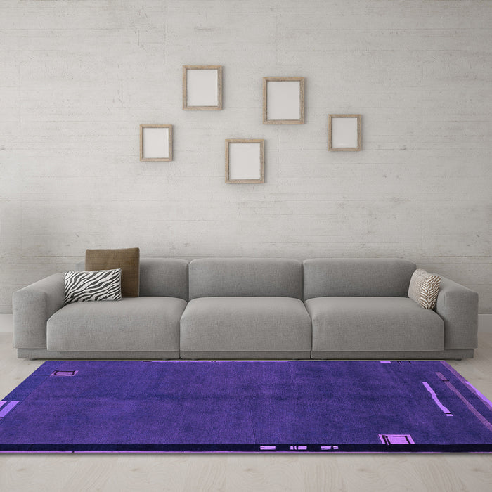 Machine Washable Abstract Purple Modern Area Rugs in a Living Room, wshabs1866pur
